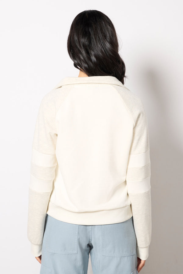 Everve Cece Varsity Quarter Zip Oatmeal/White