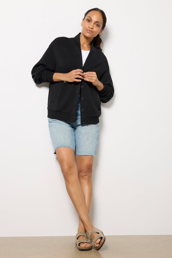 Everve Celeste Button Through Sweat Black