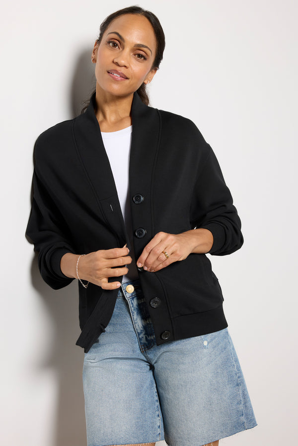 Everve Celeste Button Through Sweat Black