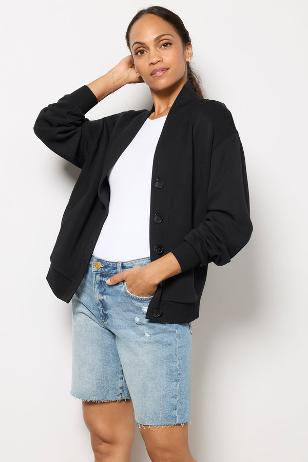 everve Celeste Button Through Sweat Black