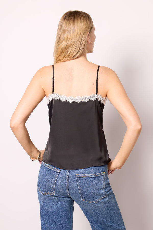 Everve Celine Lace Trim Cami Black