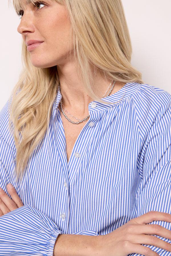 Everve Cella Stripe Long Sleeve Top Blue