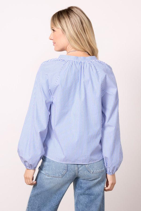 Everve Cella Stripe Long Sleeve Top Blue