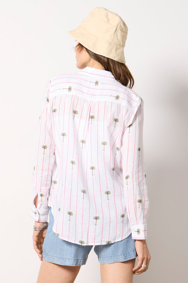 Everve Charli Button Down Pinkpalmstripe