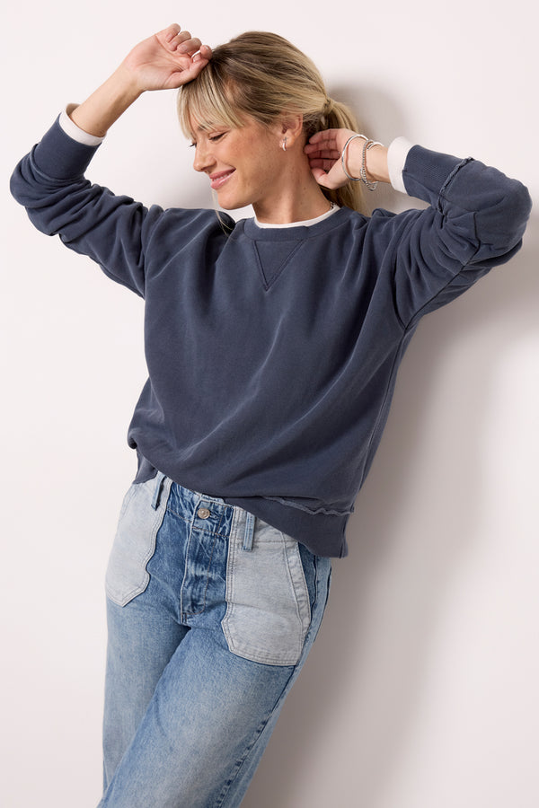 Everve Charlize Crew Neck Sweatshirt Navy