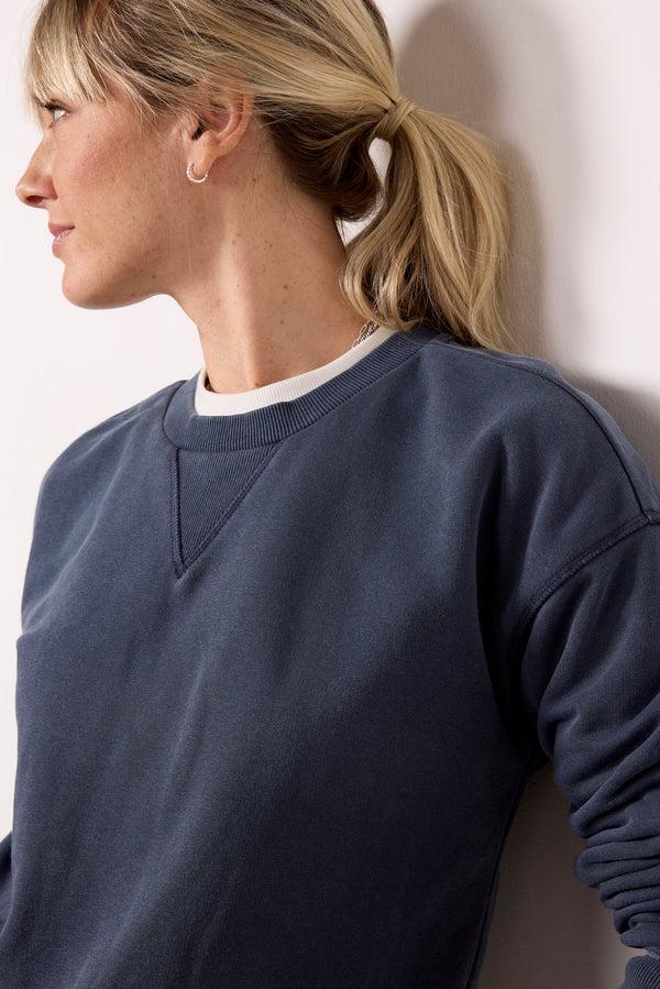 Everve Charlize Crew Neck Sweatshirt Navy