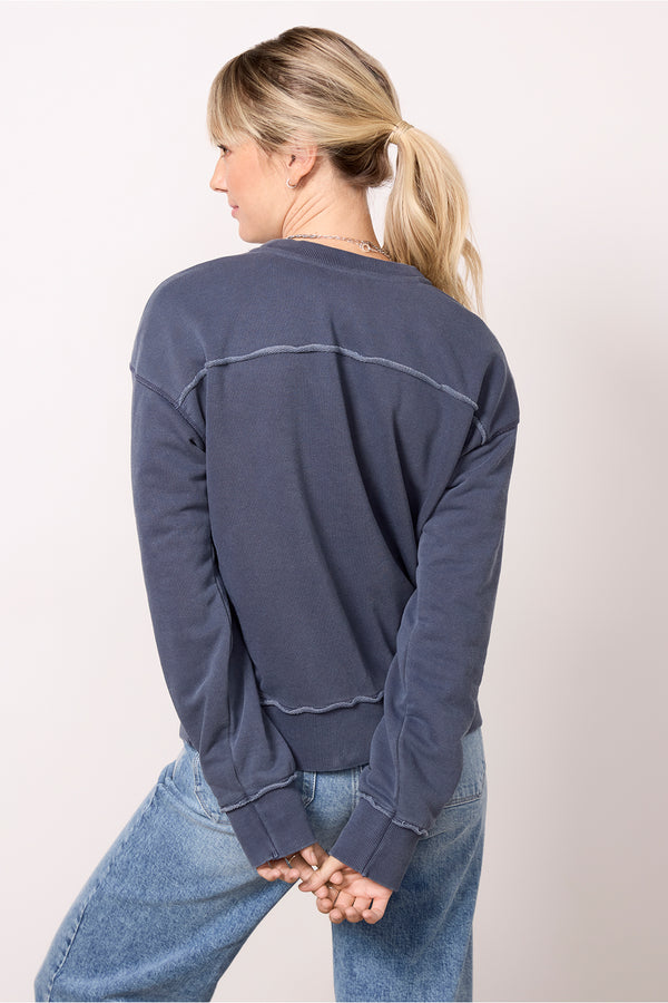 Everve Charlize Crew Neck Sweatshirt Navy
