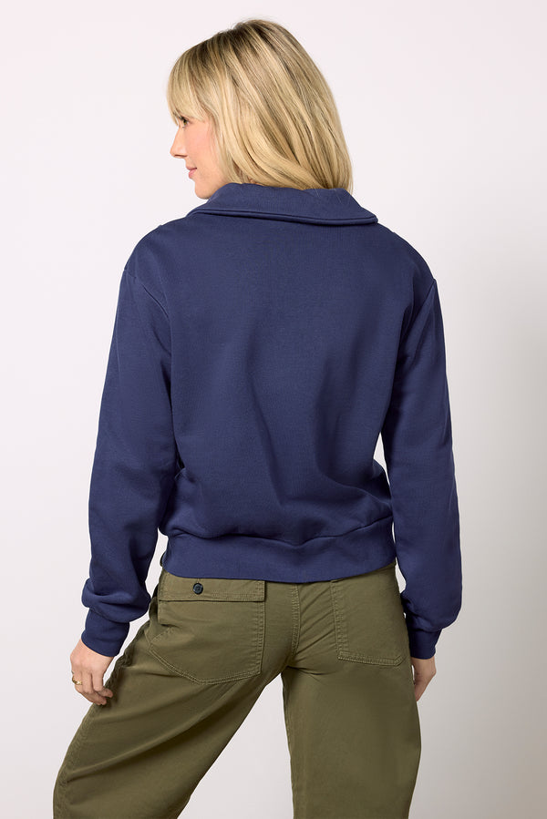 Everve Chelsea Half Zip Sweatshirt Navy/White