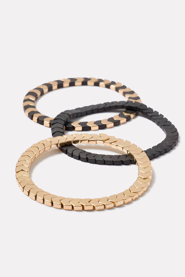 Everve Cher Chevron Bracelet Pack Black/Gold