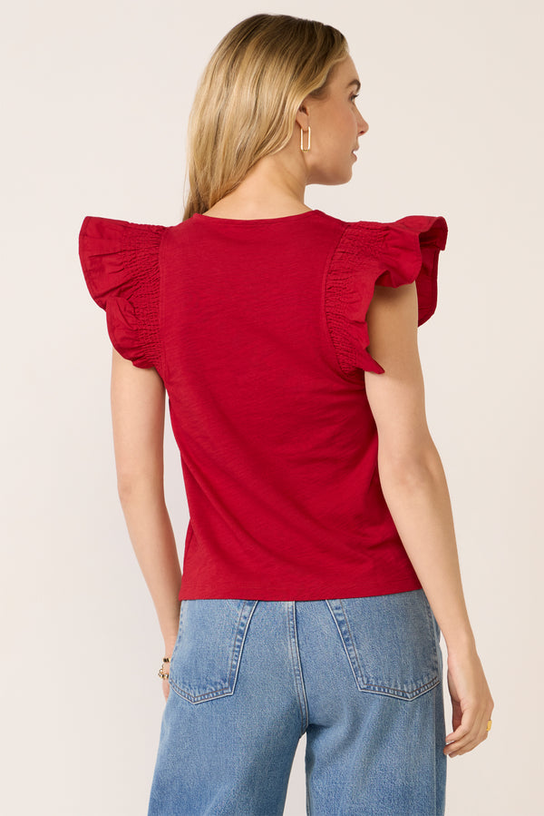 Everve Christa Ruffle Sleeve Top Riored
