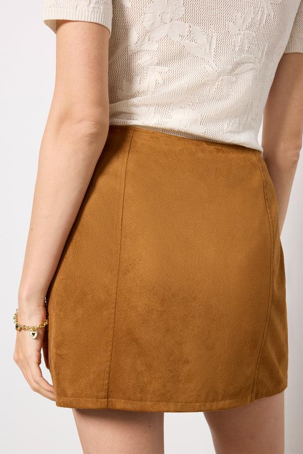 Everve Ciera Suede Mini Skirt Coconut