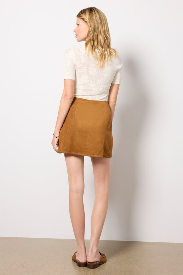 Everve Ciera Suede Mini Skirt Coconut