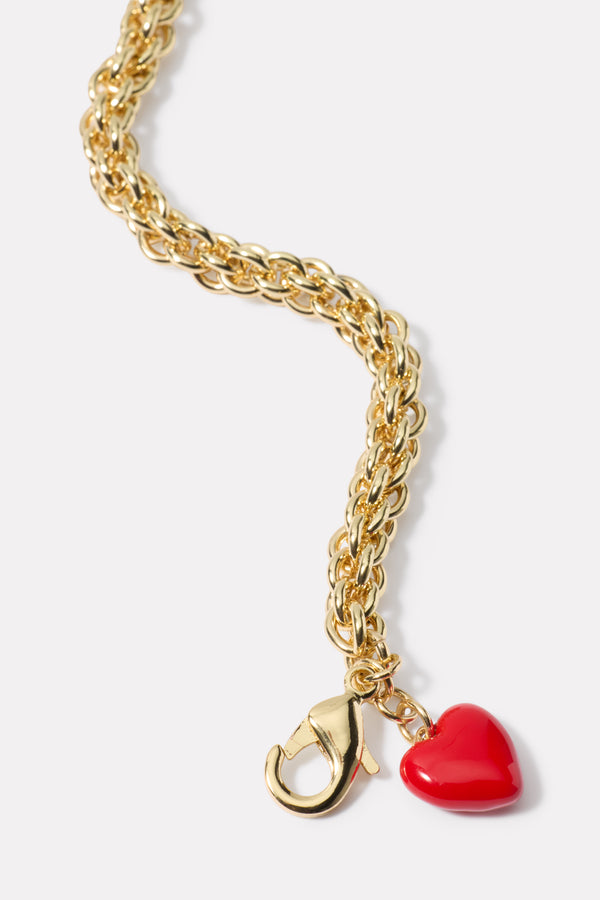Everve Cleo Heart Charm Bracelet Gold/Red