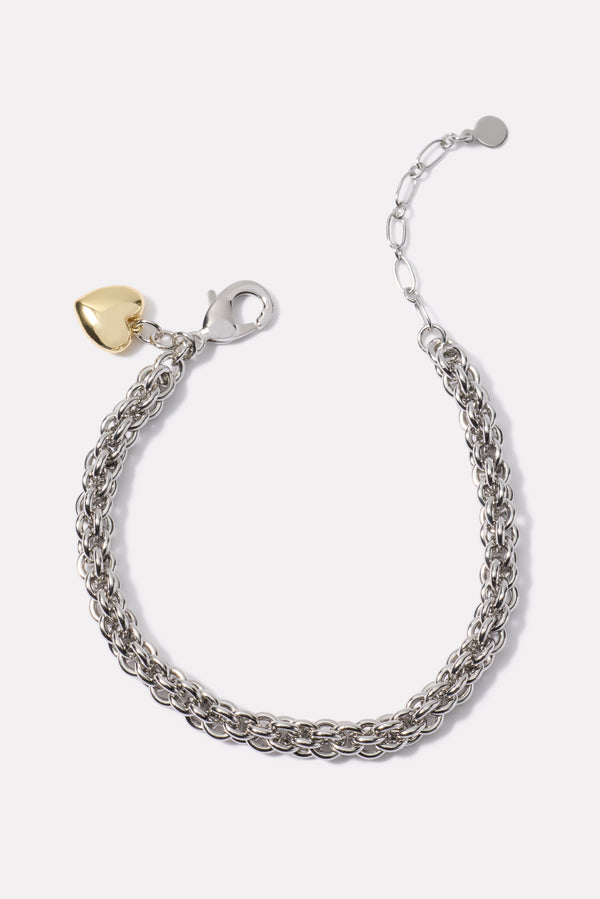 everve Cleo Heart Charm Bracelet Silver/Gold