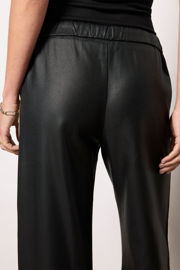 Everve Coated Twill Track Pant Black