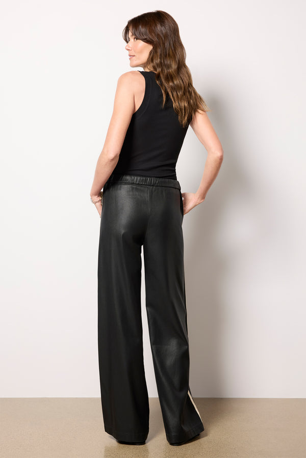 Everve Coated Twill Track Pant Black