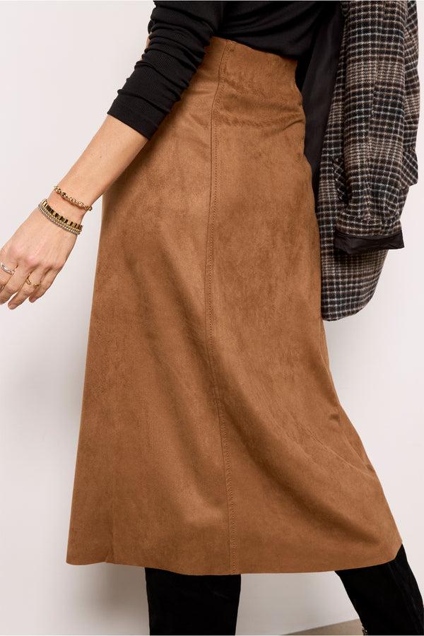 Everve Coco Suede Skirt Tobacco