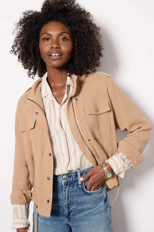 everve Collins Double Gauze Jacket Taupe