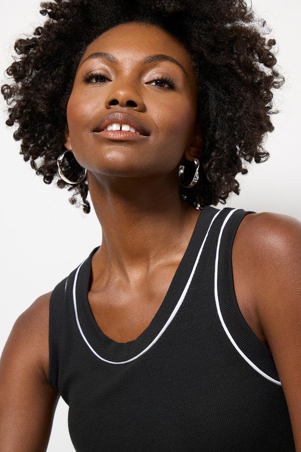 Everve Corey Piped Tank Black/White