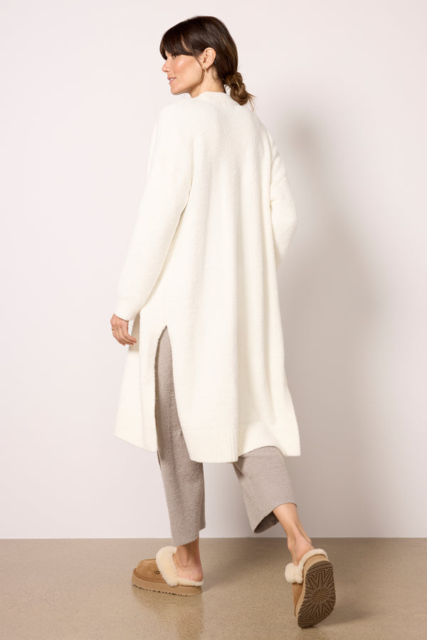 Everve CozyChic Luxe High Slit Cardigan Pearl