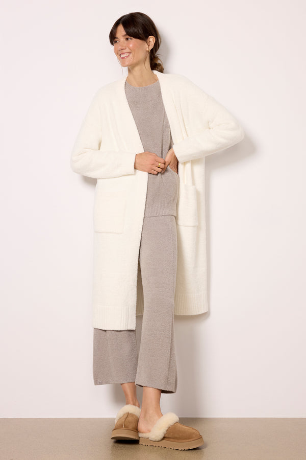 everve CozyChic Luxe High Slit Cardigan Pearl