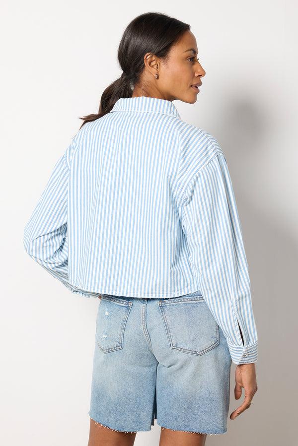 Everve Cropped Nantucket Shirt Bluestripe