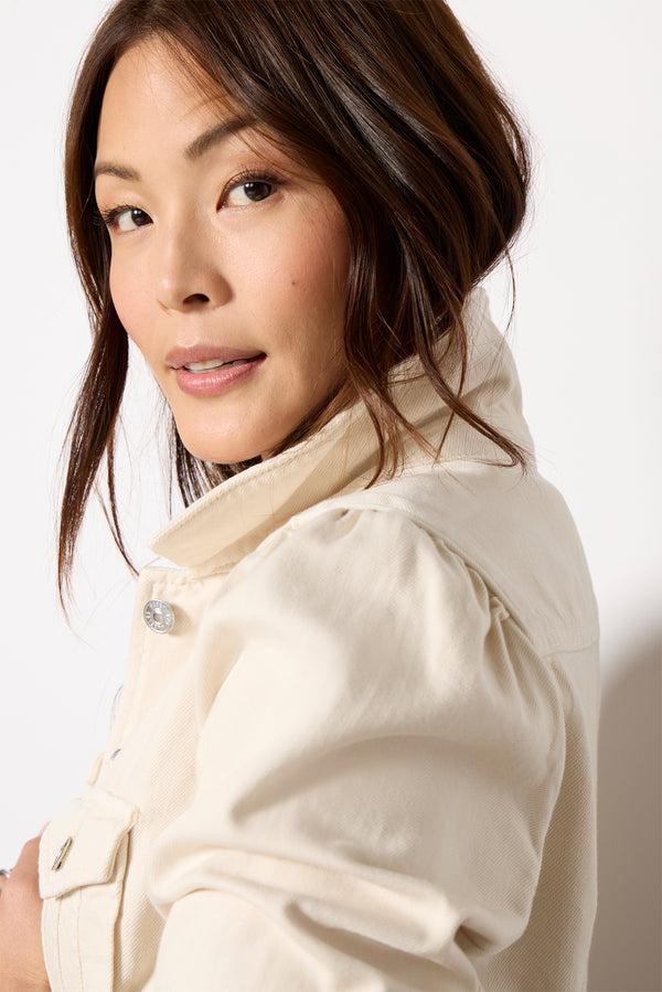 Everve Cropped Pacey Denim Jacket Quartzsand