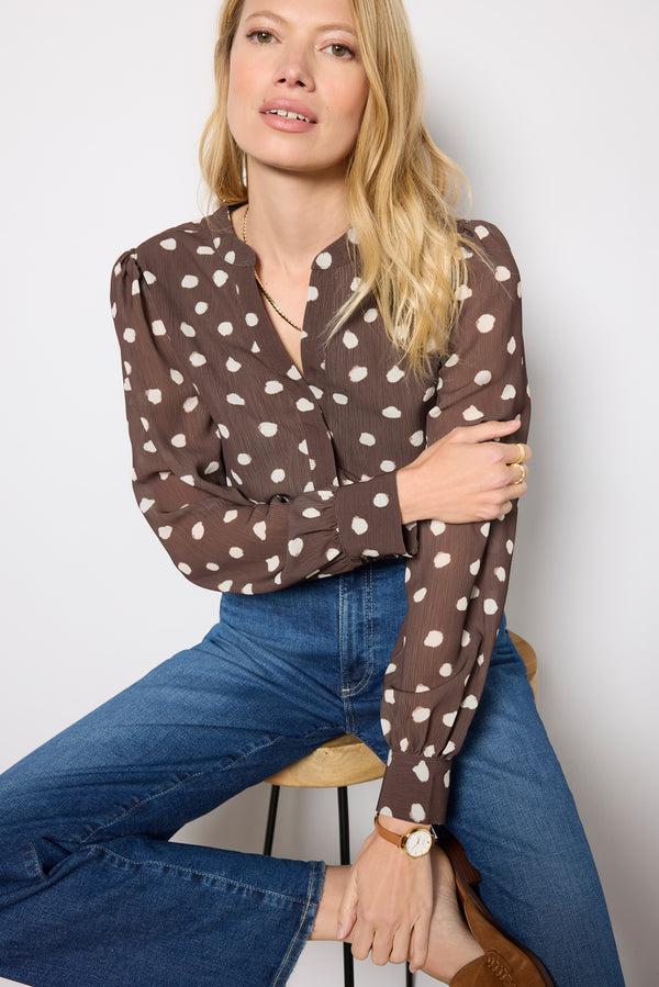Everve Darby Chiffon Top Polkadot
