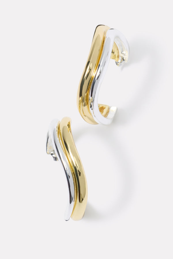 Everve Darby Two Tone Wavy Hoops Gold/Silver
