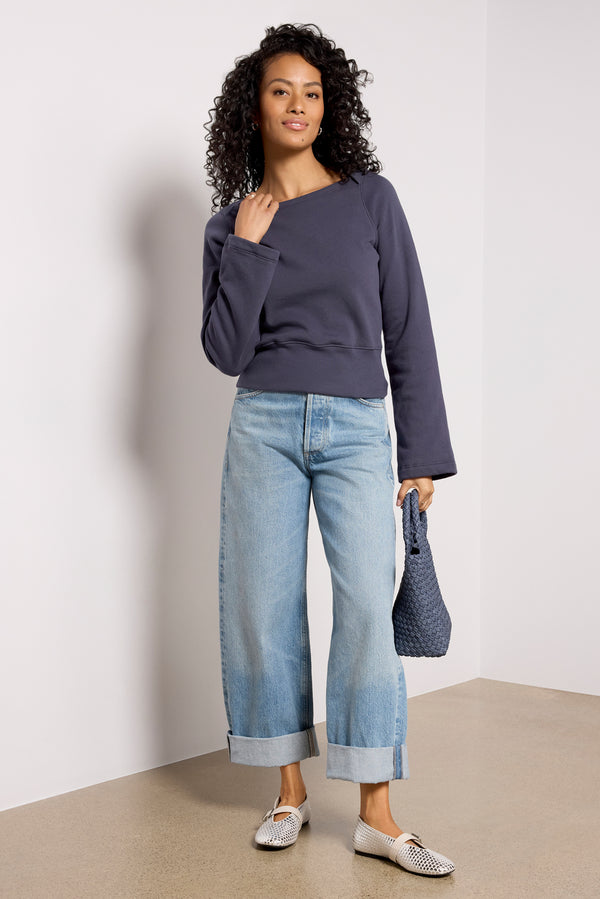 Everve Darlene Envelope Neck Sweatshirt Graphite
