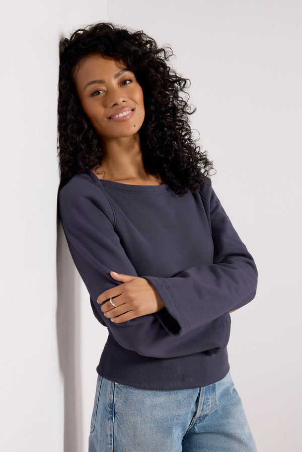 everve Darlene Envelope Neck Sweatshirt Graphite