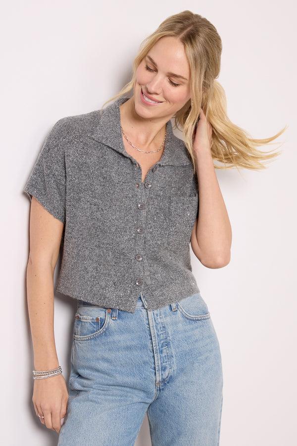 everve Delfina Sparkle Sweater Grey
