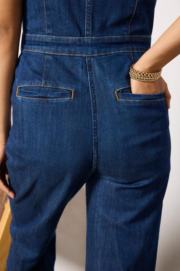 Everve Denim Giselle Jumpsuit Duskdivewash