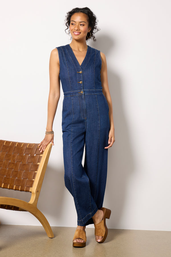 everve Denim Giselle Jumpsuit Duskdivewash