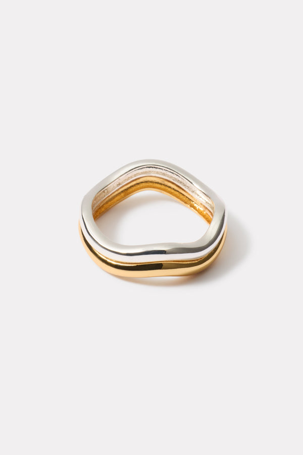 Everve Deryl Two Tone Wavy Ring Gold/Silver
