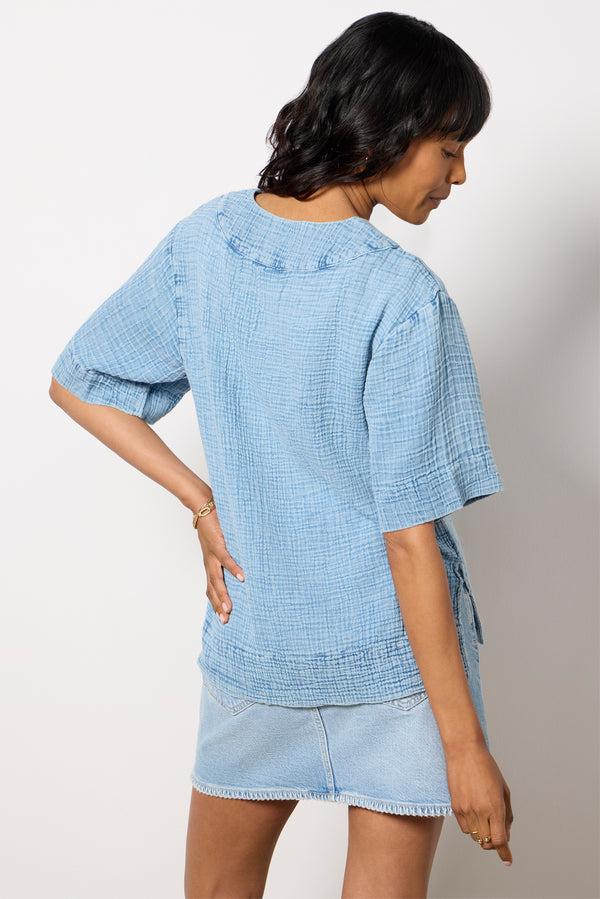 Everve Dune Cotton Gauze Popover Lightindigo