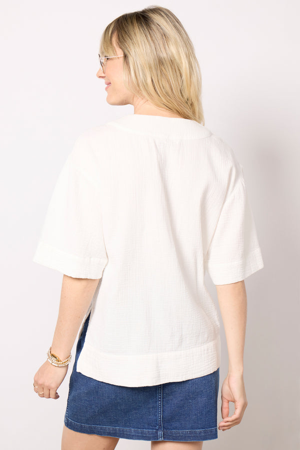 Everve Dune Cotton Gauze Popover White