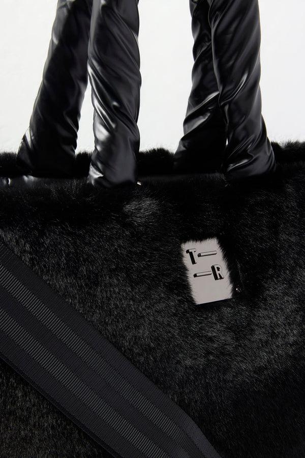 Everve Duplex Reversible Fur Tote Pearlblackfur