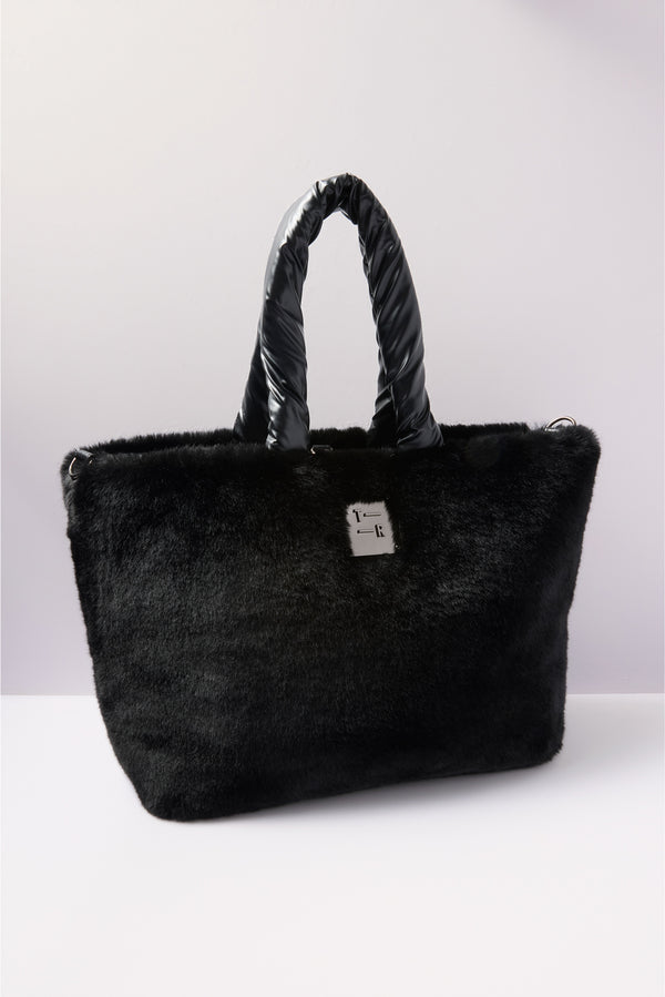 everve Duplex Reversible Fur Tote Pearlblackfur
