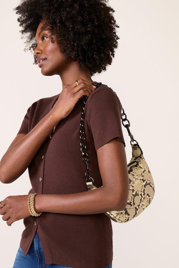 Everve Eden Button Front Sweater Chocolate