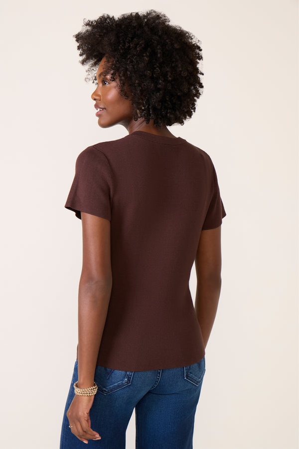 Everve Eden Button Front Sweater Chocolate