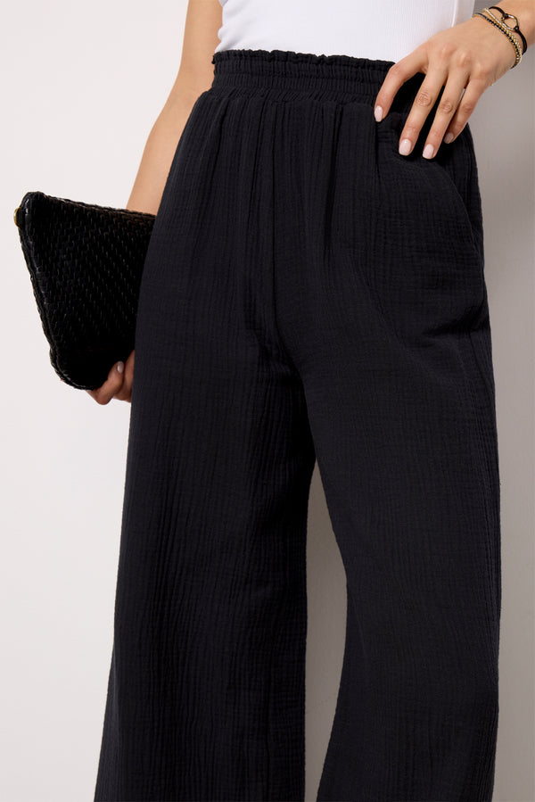 Everve Eden Gauze Eyelet Pant Black
