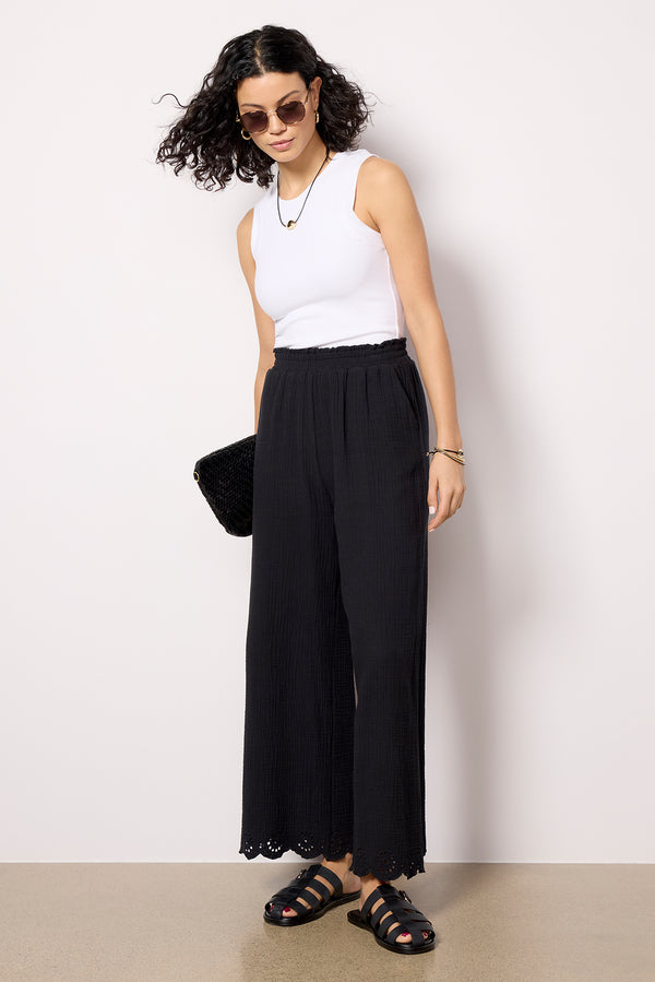 everve Eden Gauze Eyelet Pant Black