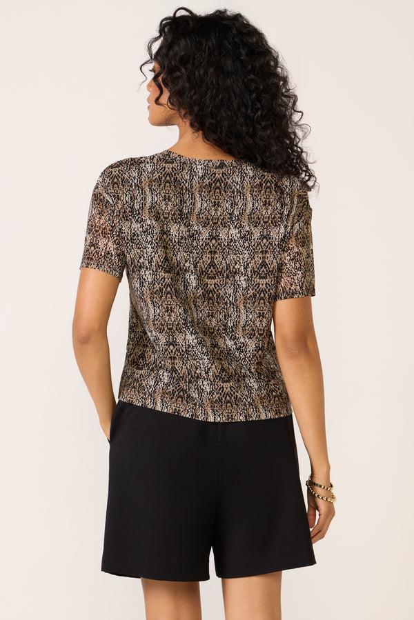 Everve Eliza Lace Mesh Tee Snakeprint