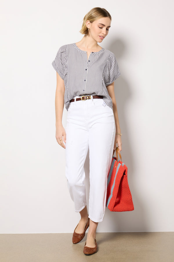 Everve Ella Stripe Blouse Navystripe