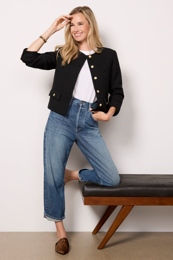 Everve Ellie Tweed Jacket Black