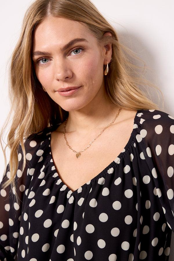 Everve Eloise Chiffon Blouse Black/White