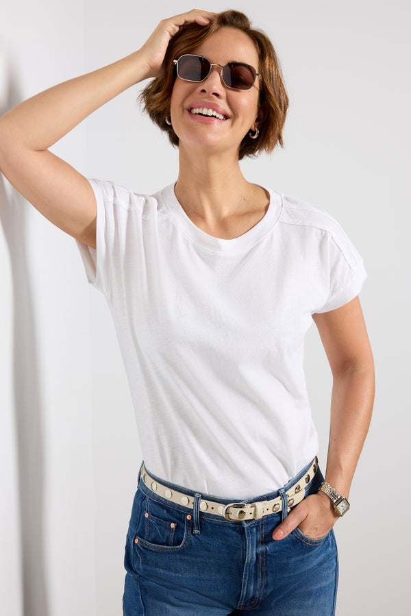 Everve Elsa Shoulder Detail Slub Tee White