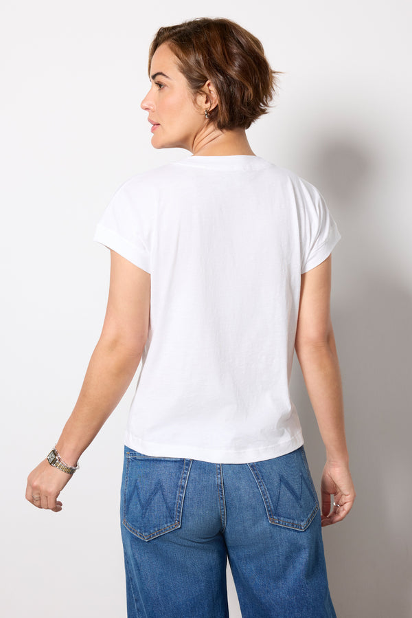 Everve Elsa Shoulder Detail Slub Tee White