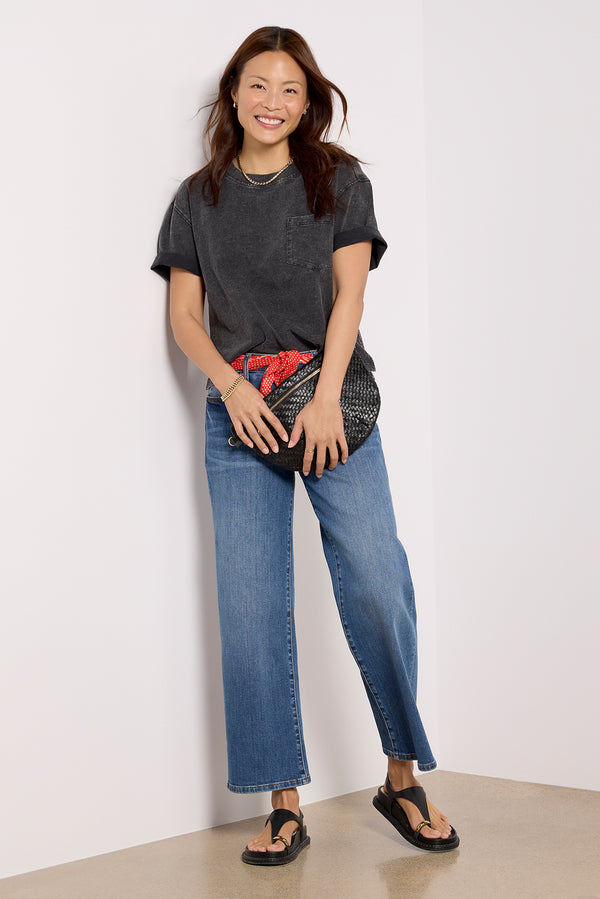 Everve Elsy Slub Pocket Tee Acidwashblack